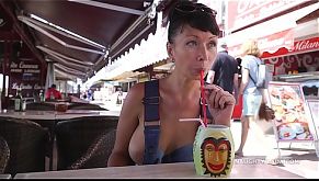 This denim outfit barely covered my boobs, allowing passers-by around me to see my nipples