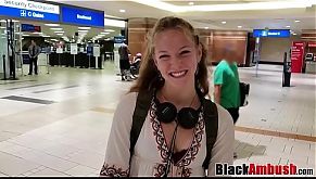 Nubile Luna unknowingly casting for first interracial facial