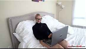 Annoyed cougar stepmother fucks her innocent stepson