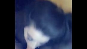 Amelia Skye deepthroats boyfriends big dick on sofa while parents are in bed filmed on Snapchat