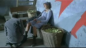 Mainstream movie 1900 (released 1976) featuring female holding two dicks as well as full frontal bush and fucking.