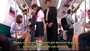 mom is no hurdle to having SEX with her daughter on the train