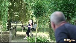 Grandpa caught wanking by 2 teens and gets best threesome in his life